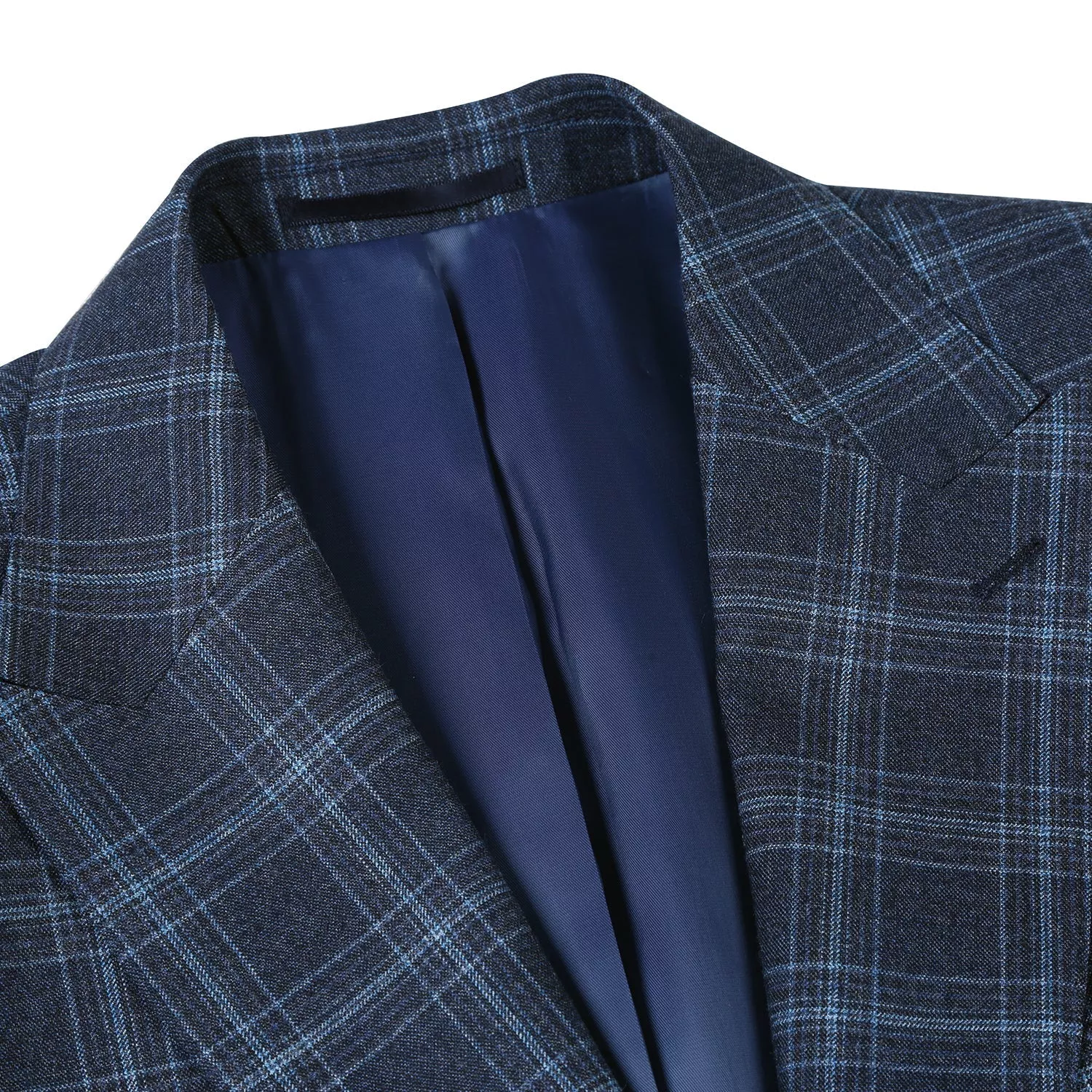 562-4 Men's Slim Fit Wool Stretch Checked Suits