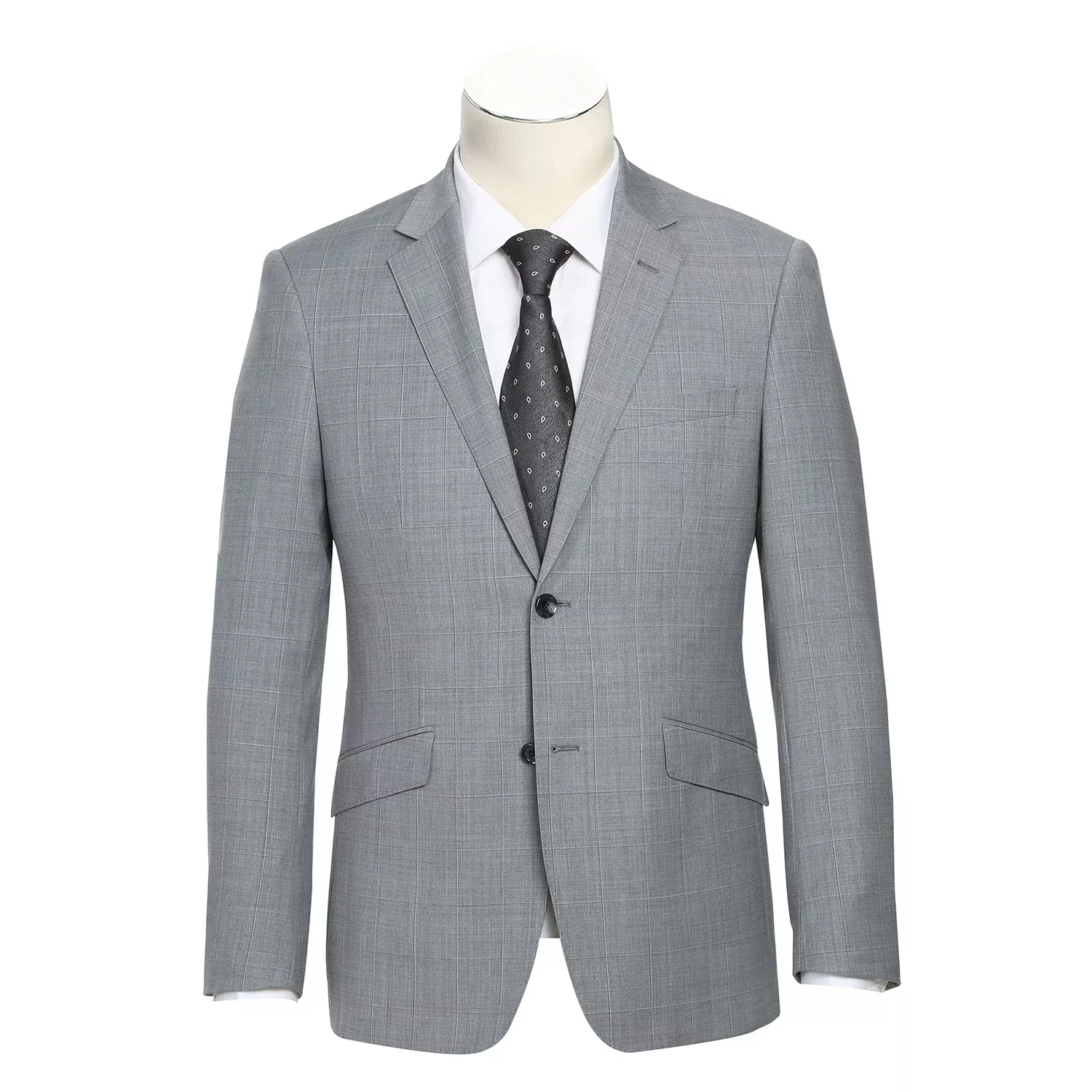 564-1 Men's Classic Fit Wool Blend Stretch Checked Suit
