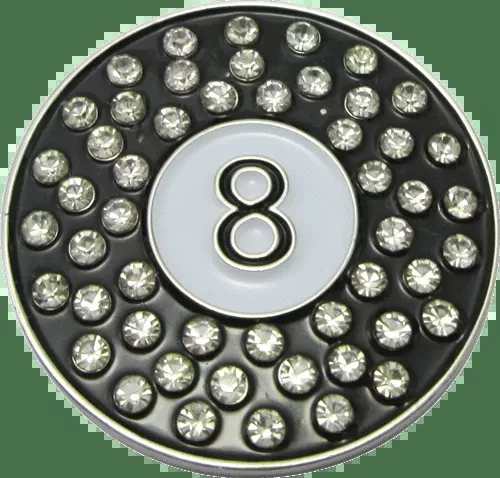 8 Ball Crystal Golf Ball Marker & Hat Clip by ReadyGOLF