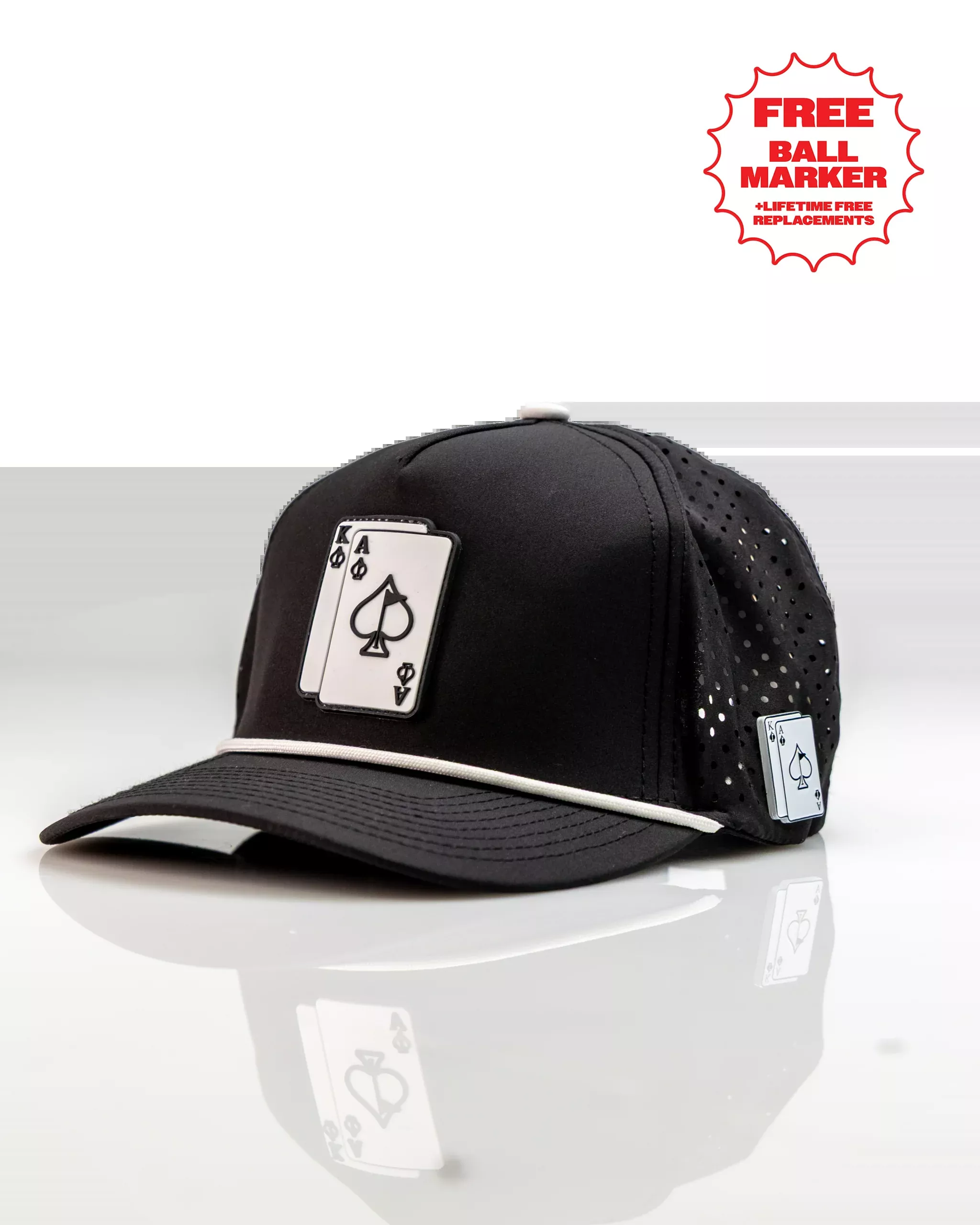 Ace/King Black - Perforated Rope Hat