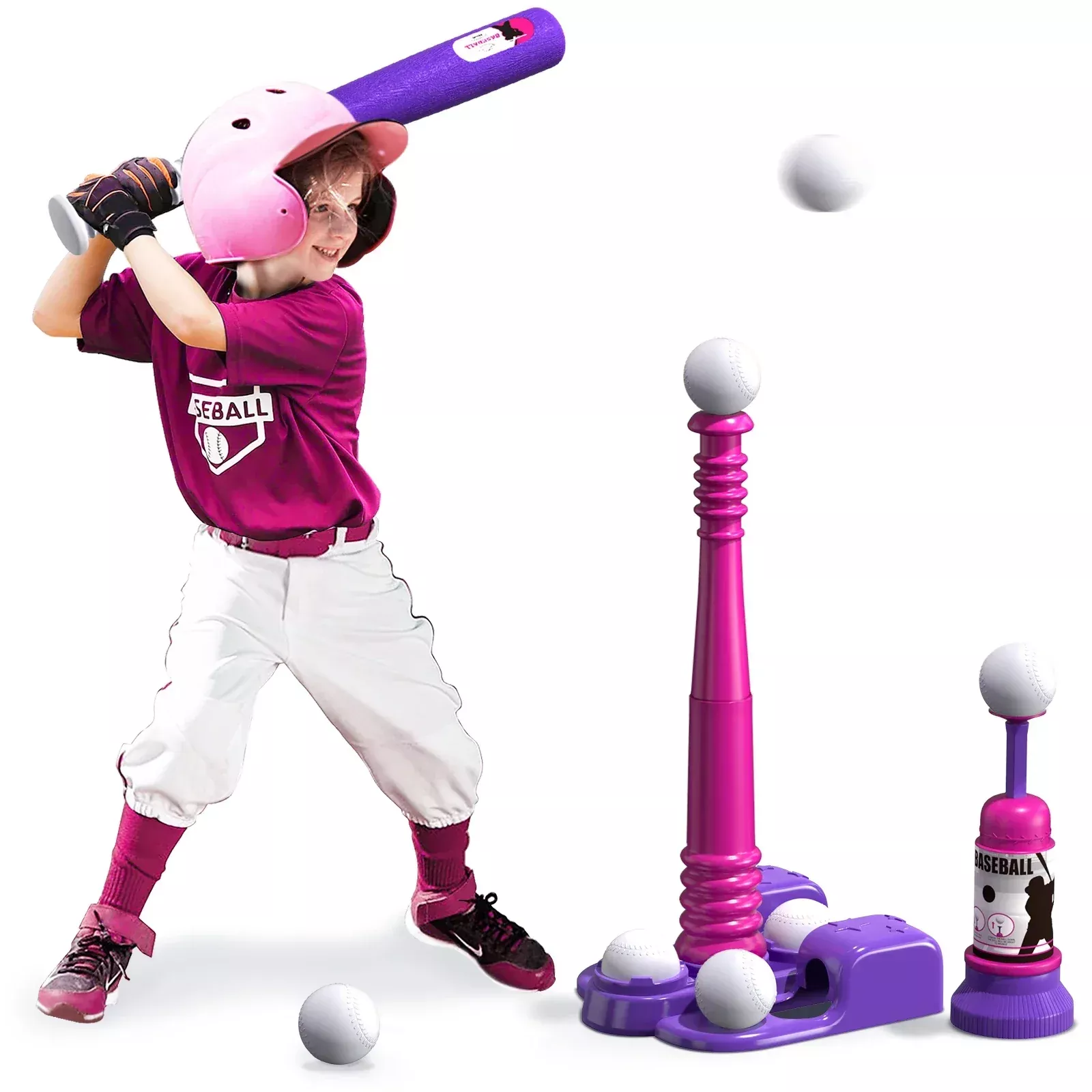 Adjustable Batting & Automatic Pitching Machine for Kids