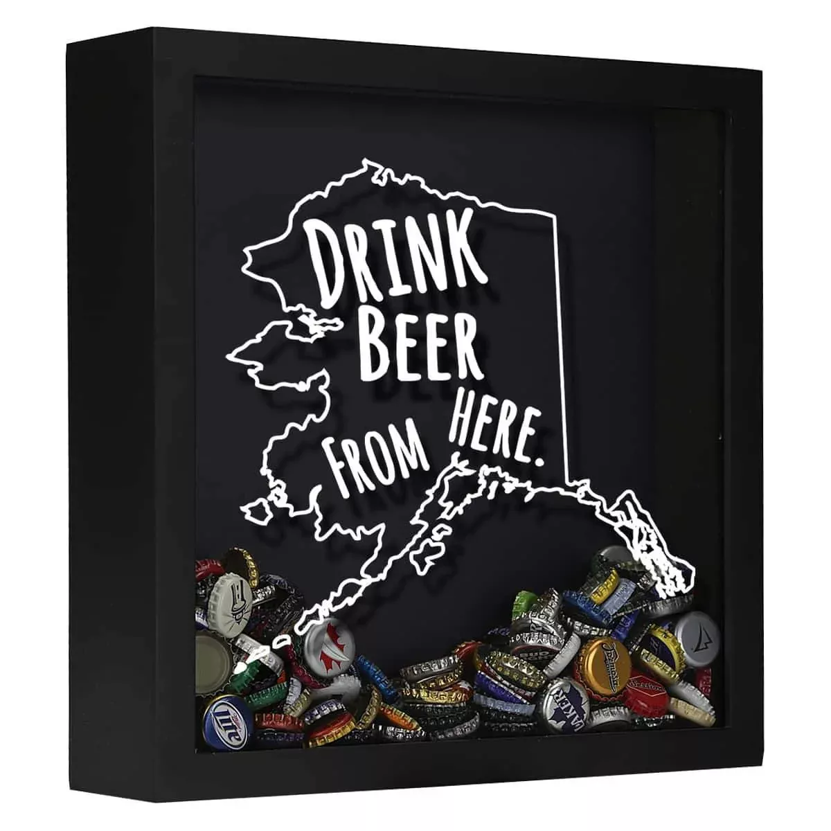 Alaska Drink Beer From Here Beer Cap Shadow Box