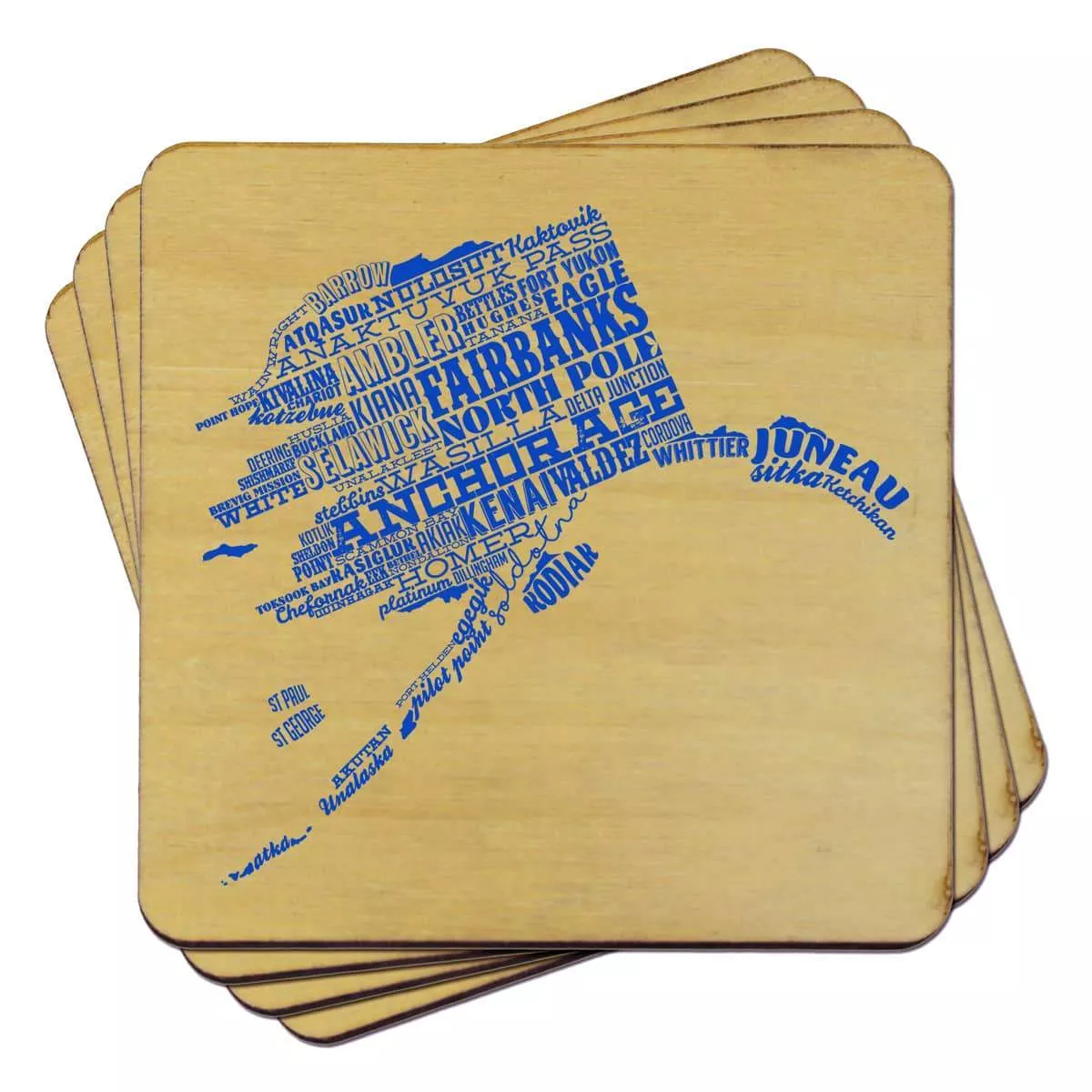 Alaska State Typography Coaster