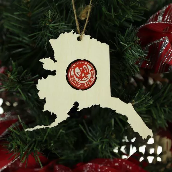 AlaskaBeer Cap Map Ornaments