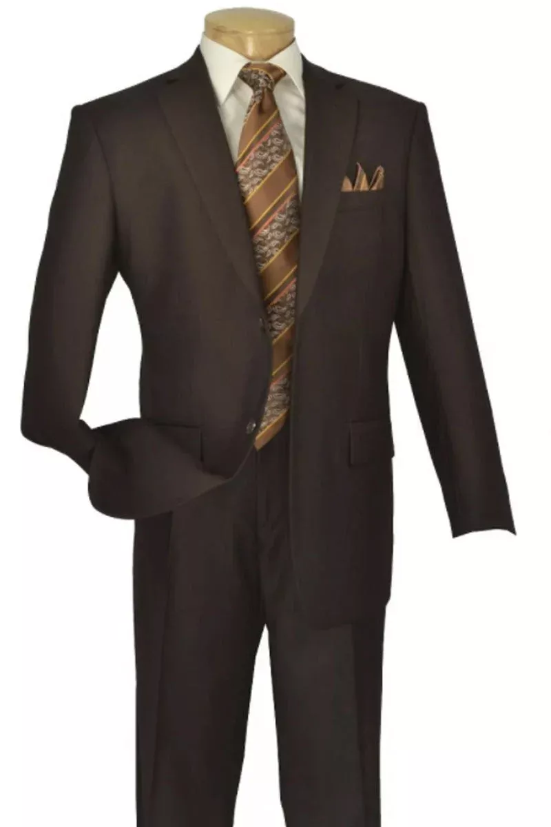 Apollo King Brown Wool Feel Suit: Modern Fit Two-Button Blazer
