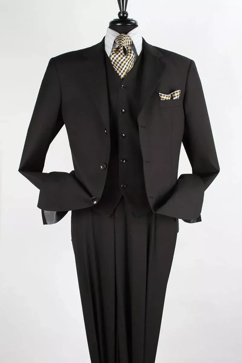 Apollo King Men's 3 Piece Executive Suit - Sleek Black