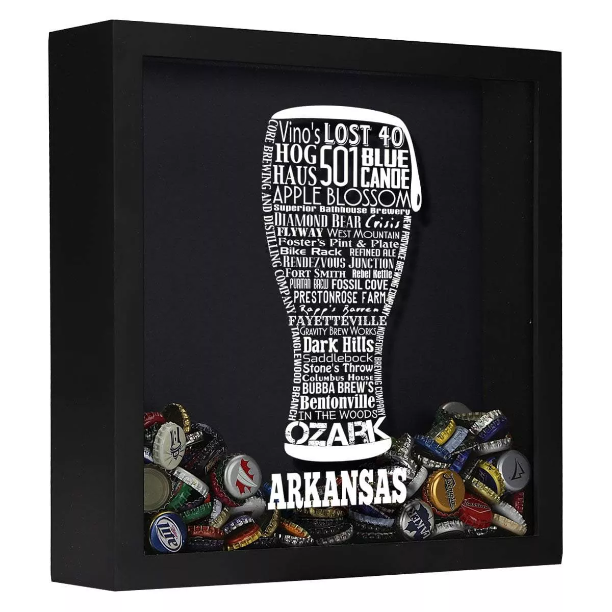 Arkansas Beer Typography Shadow Box