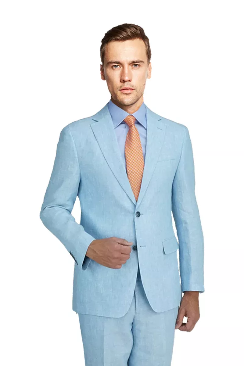 Baby Blue Linen Suit (2-Piece Set)