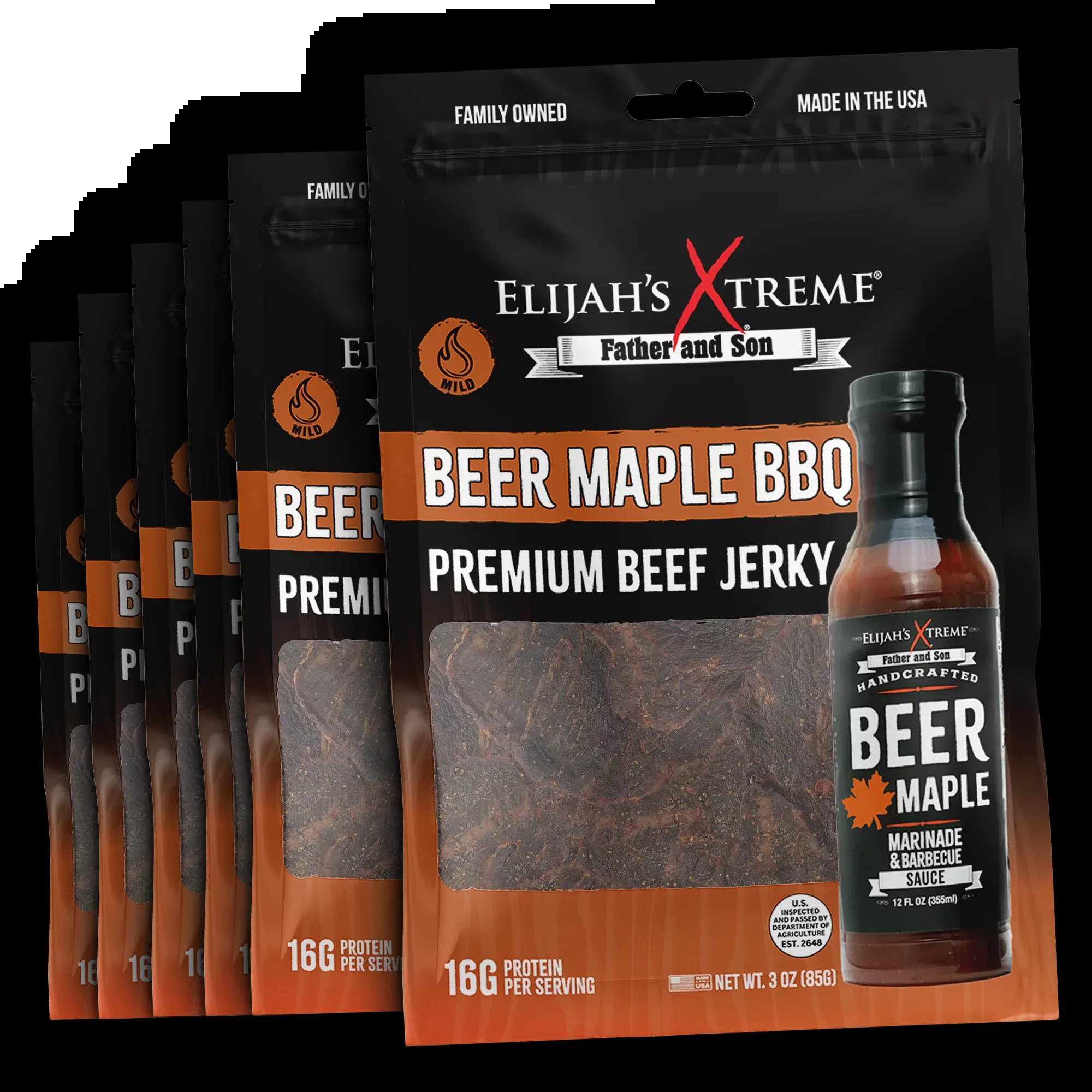 Beer Maple BBQ Beef Jerky - 6 bags (1lb)