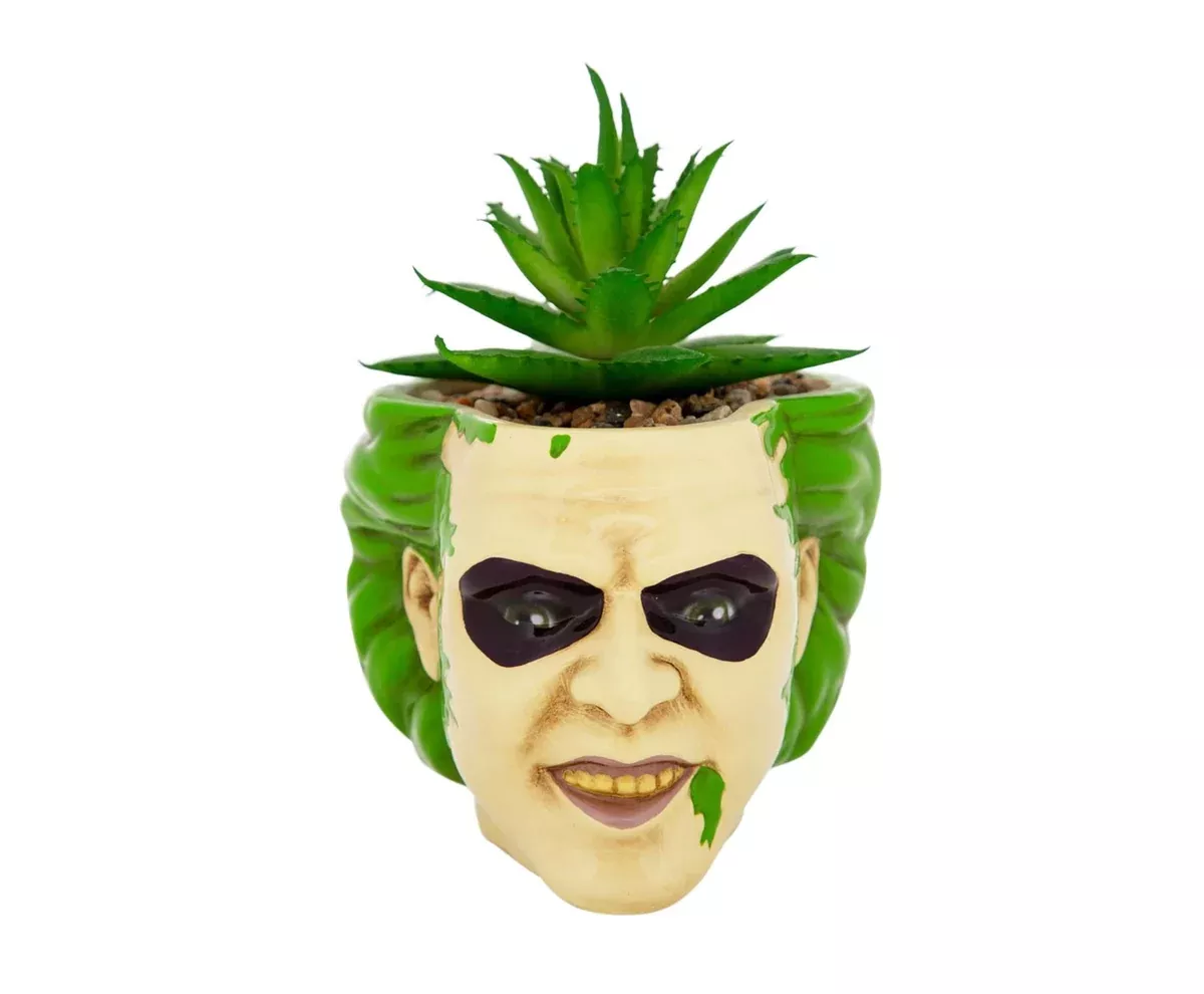 Beetlejuice Head 3-Inch Ceramic Mini Planter with Artificial Succulent