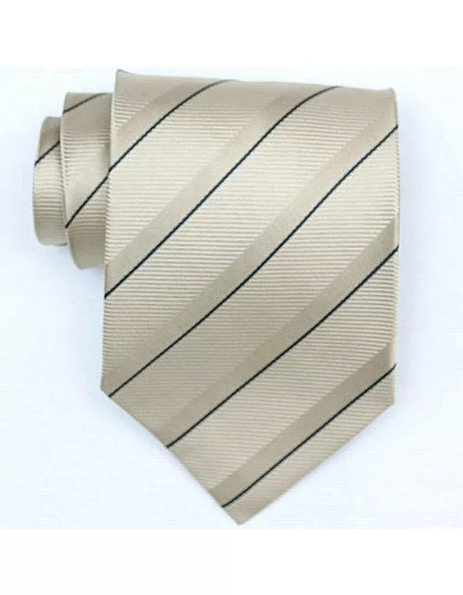 Beige Diagonal Stripe Neck Tie