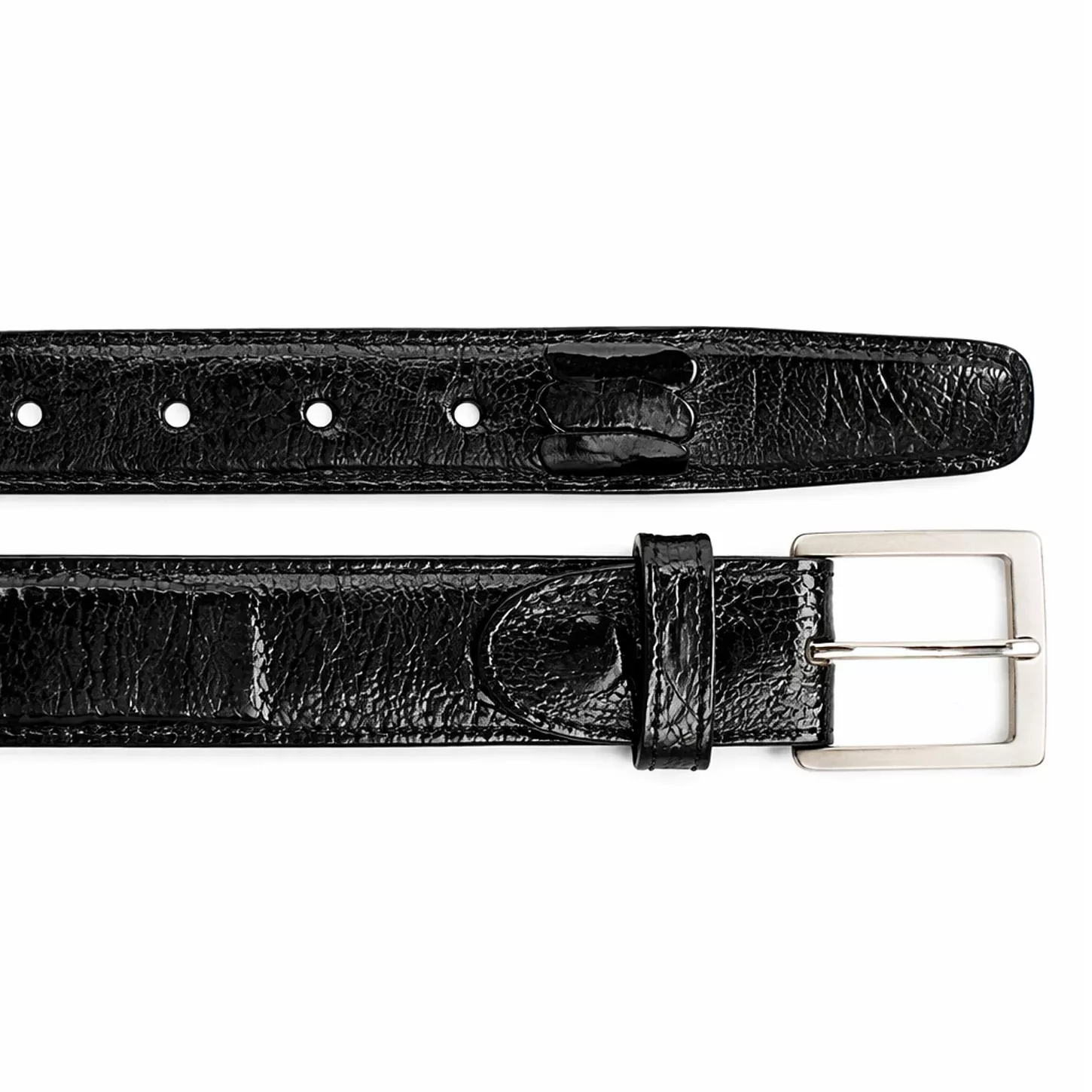 Belvedere Ostrich Leg Belt- Black