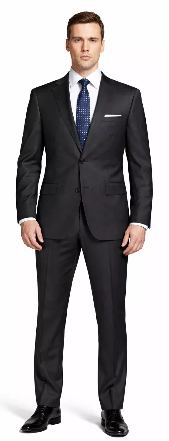 Bertolini Wool & Silk 2Pc 2 Buttons Black or Charcoal