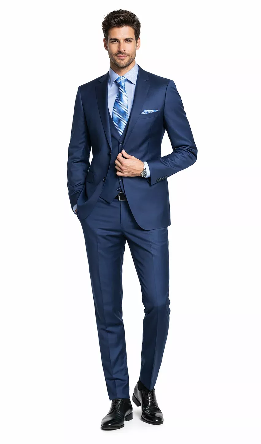 Bertolini Wool & Silk 2Pc French Blue Suit