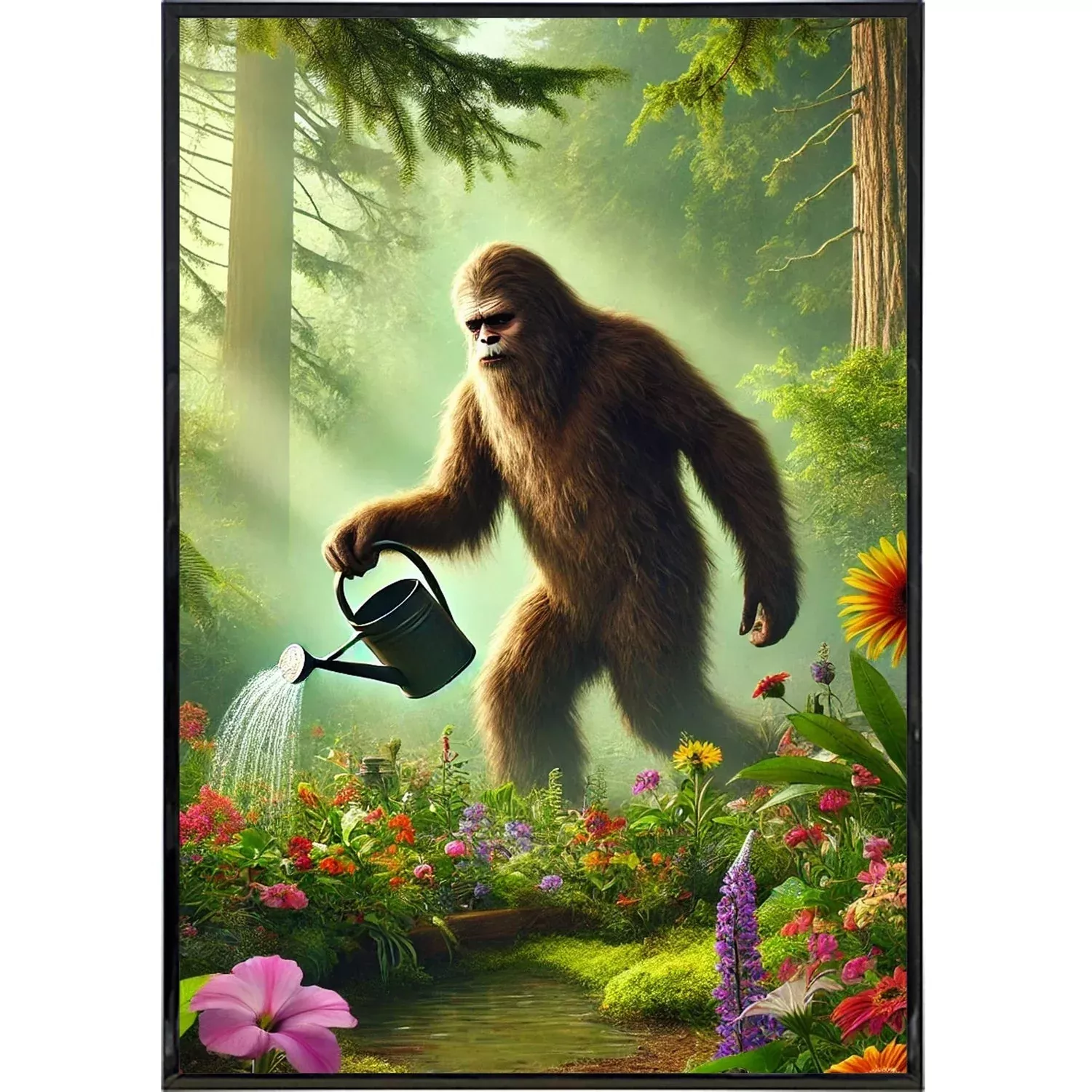 Bigfoot in the Garden Poster Print