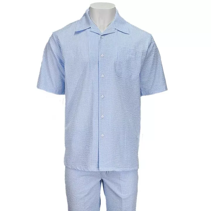 Blue Seersucker 2pc Set