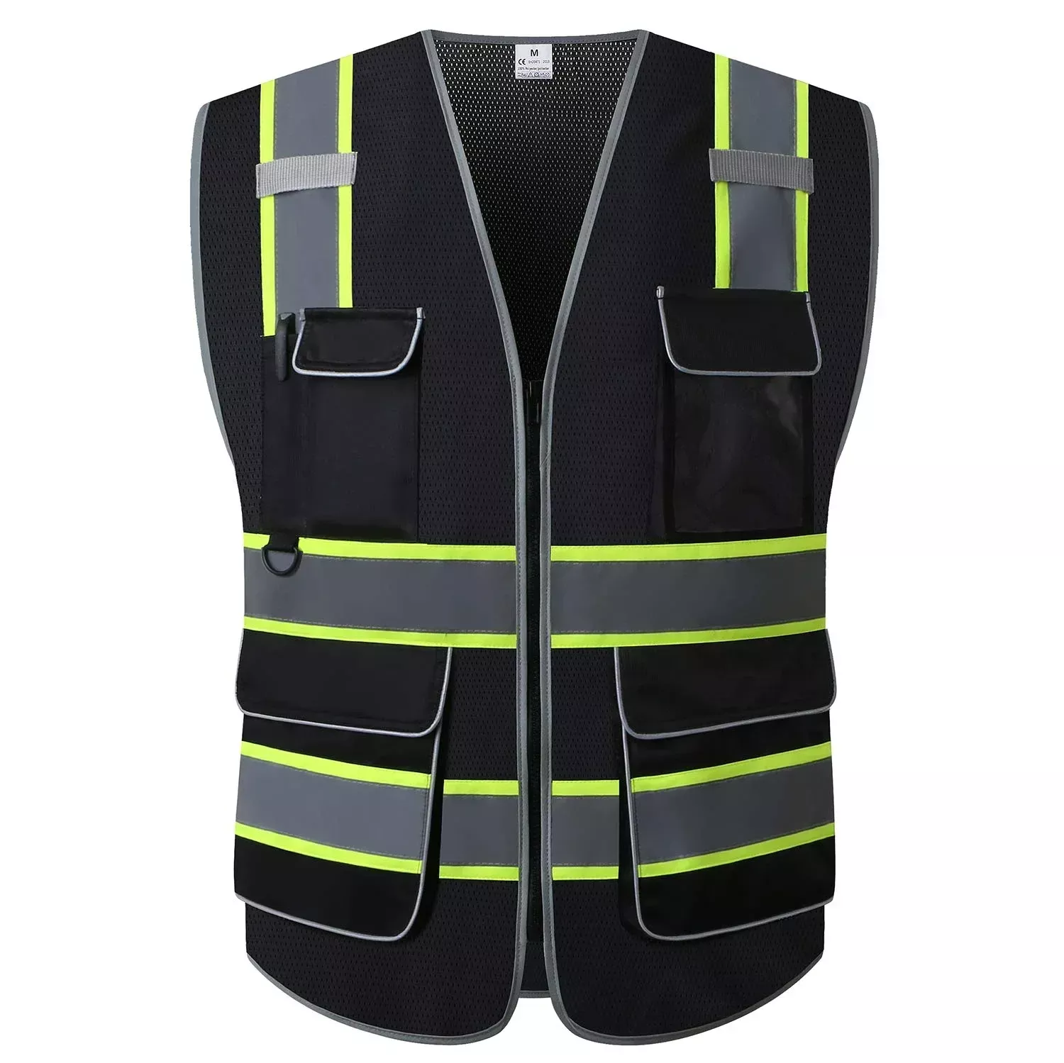Breathable, Reflective Safety Vest with Zipper & Multiple Pockets