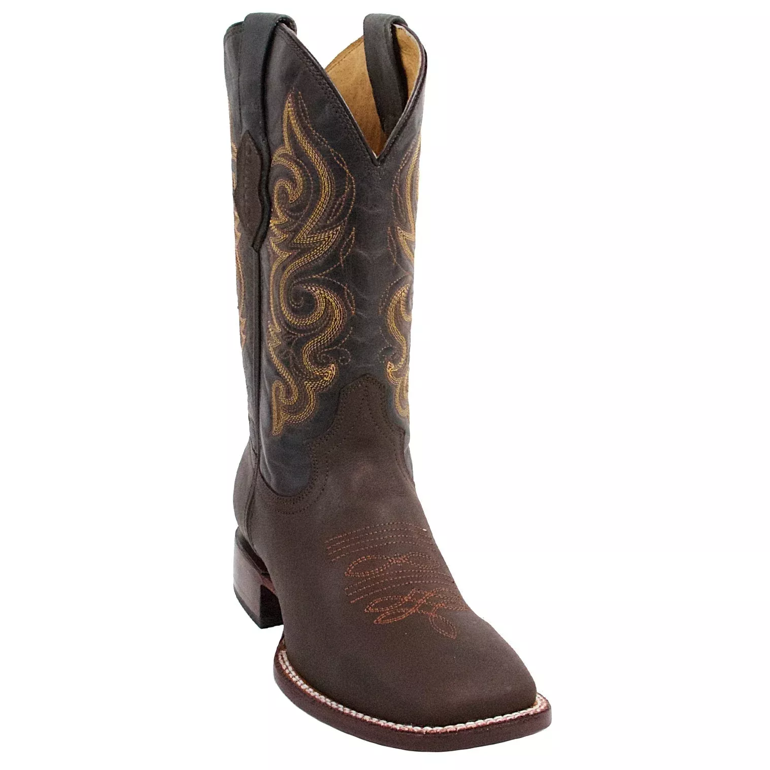 Brown Wide Square Toe Boots