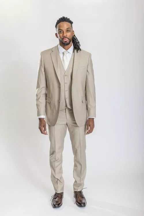 Caravelli Suit - Designer Caravelli Jacket and Pants in Color Solid Beige
