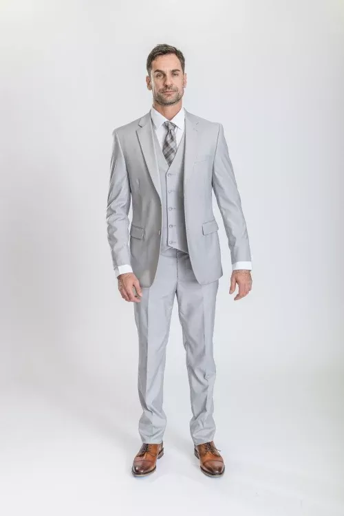 Caravelli Suit - Designer Caravelli Jacket and Pants in Color Solid Ice Grey