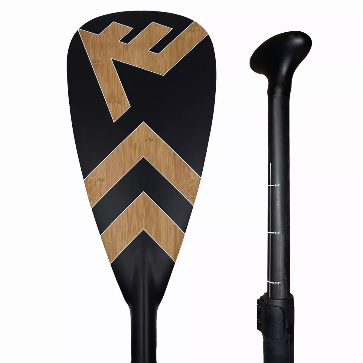 Carbon-Fiberglass Adjustable Paddle with ABS Edge- Bamboo/Black