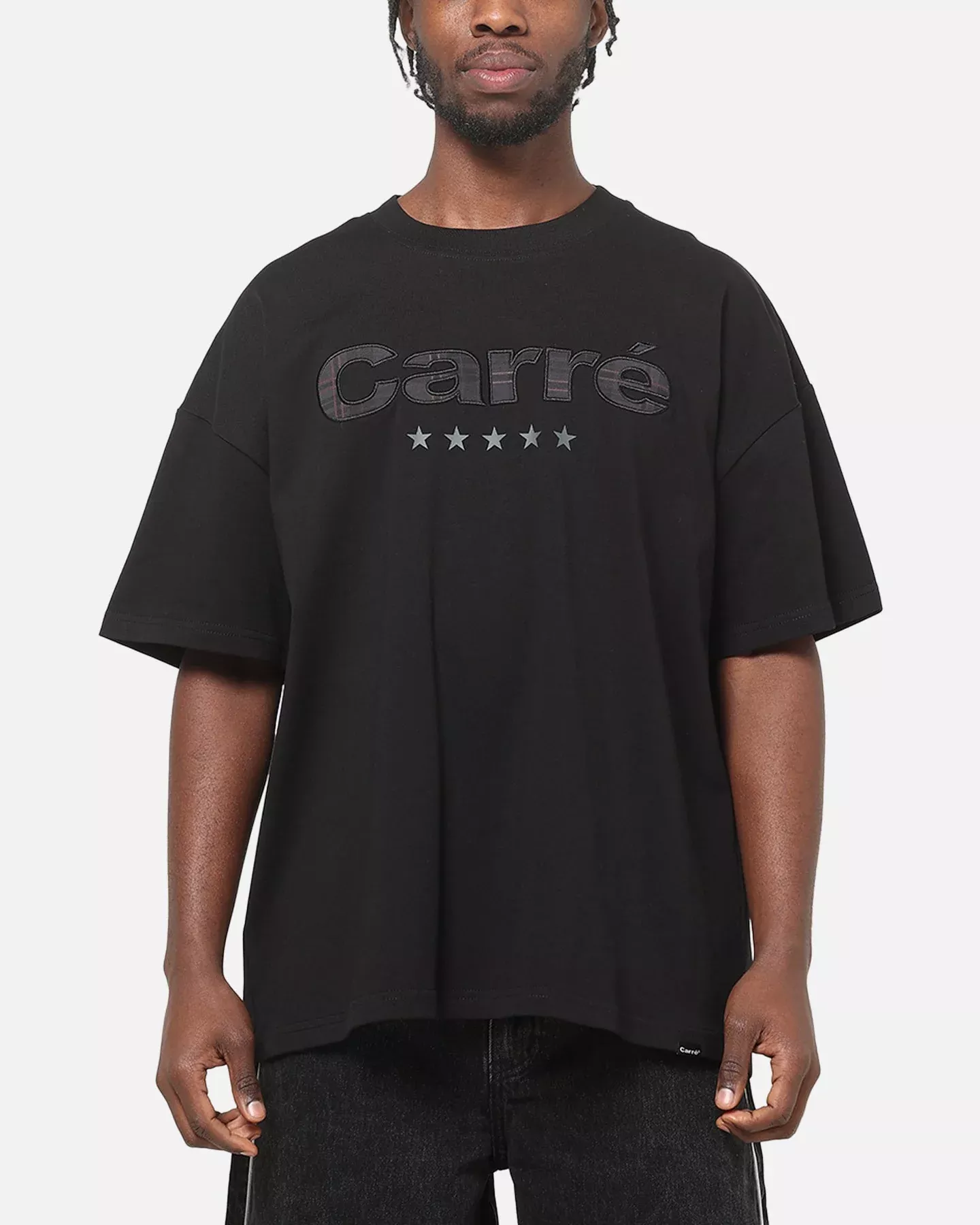 Carre Applique T-Shirt Solid Black