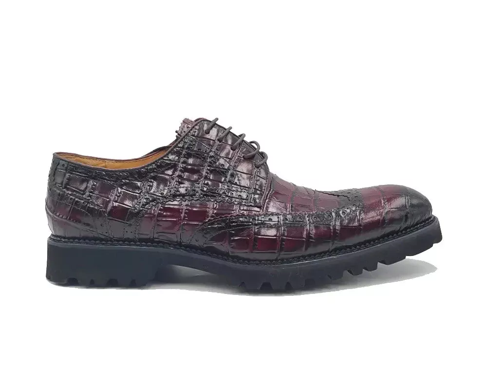 Carrucci Blucher Style Alligator Embossed Oxford