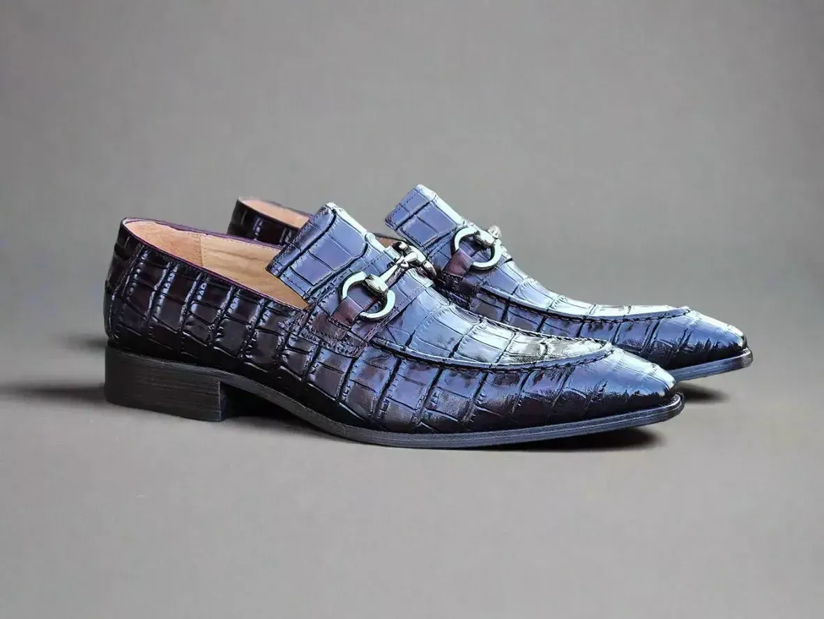 Carrucci Buckle Loafer w Gator Embossed Leather