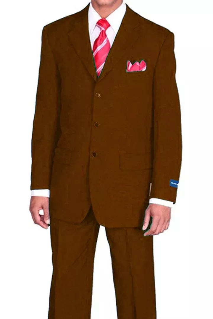 Cheap Priced Suit- Mens 3 Button Classic Fit Poplin Brown Suit