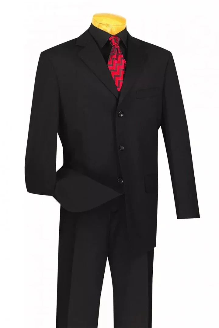 Cheap Priced Suit- Mens Classic 3 Button Regular Fit Black Suit