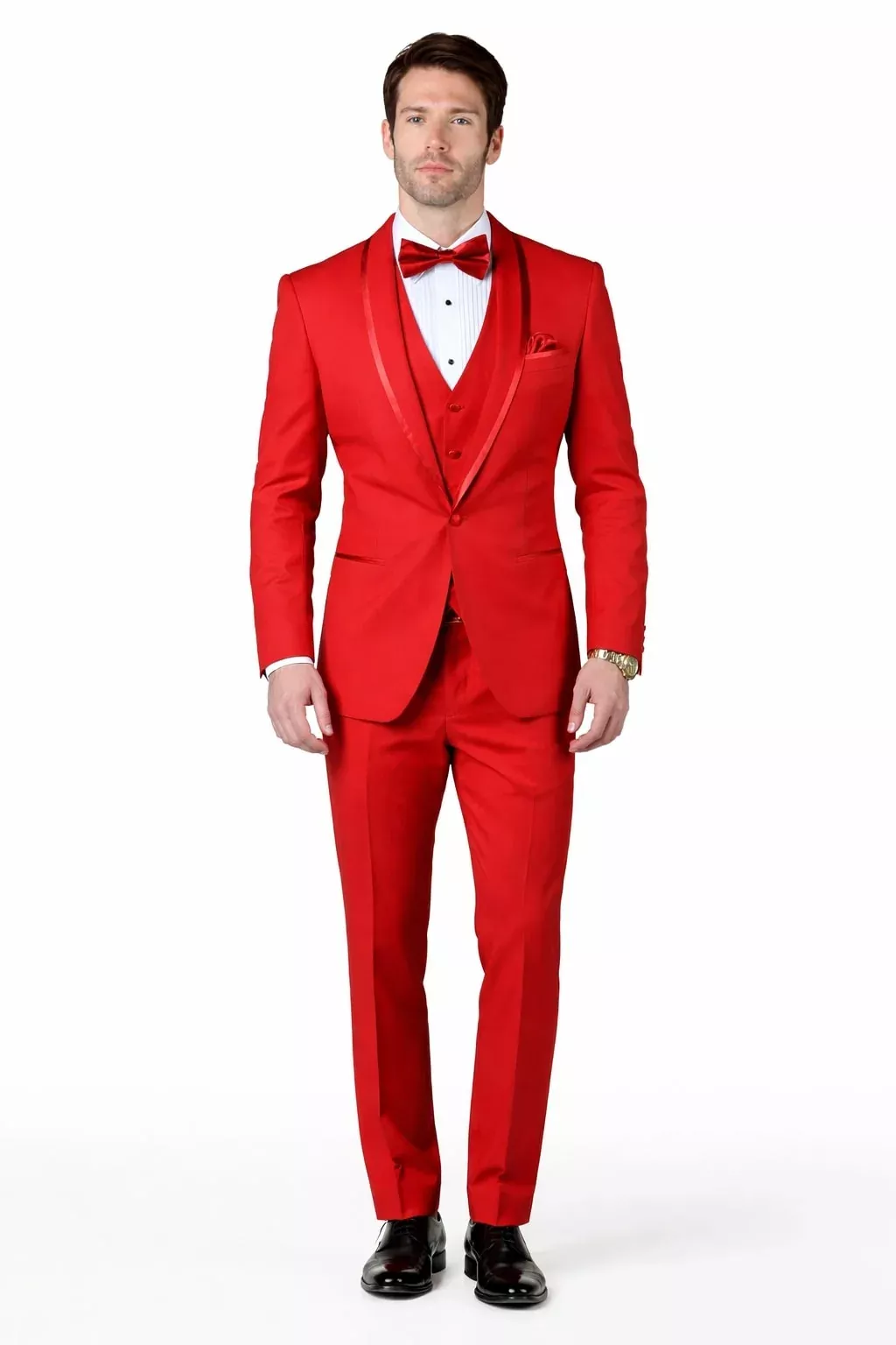 Classic Red Shawl Lapel Tuxedo for Men | 1-Button 4-Piece Suit