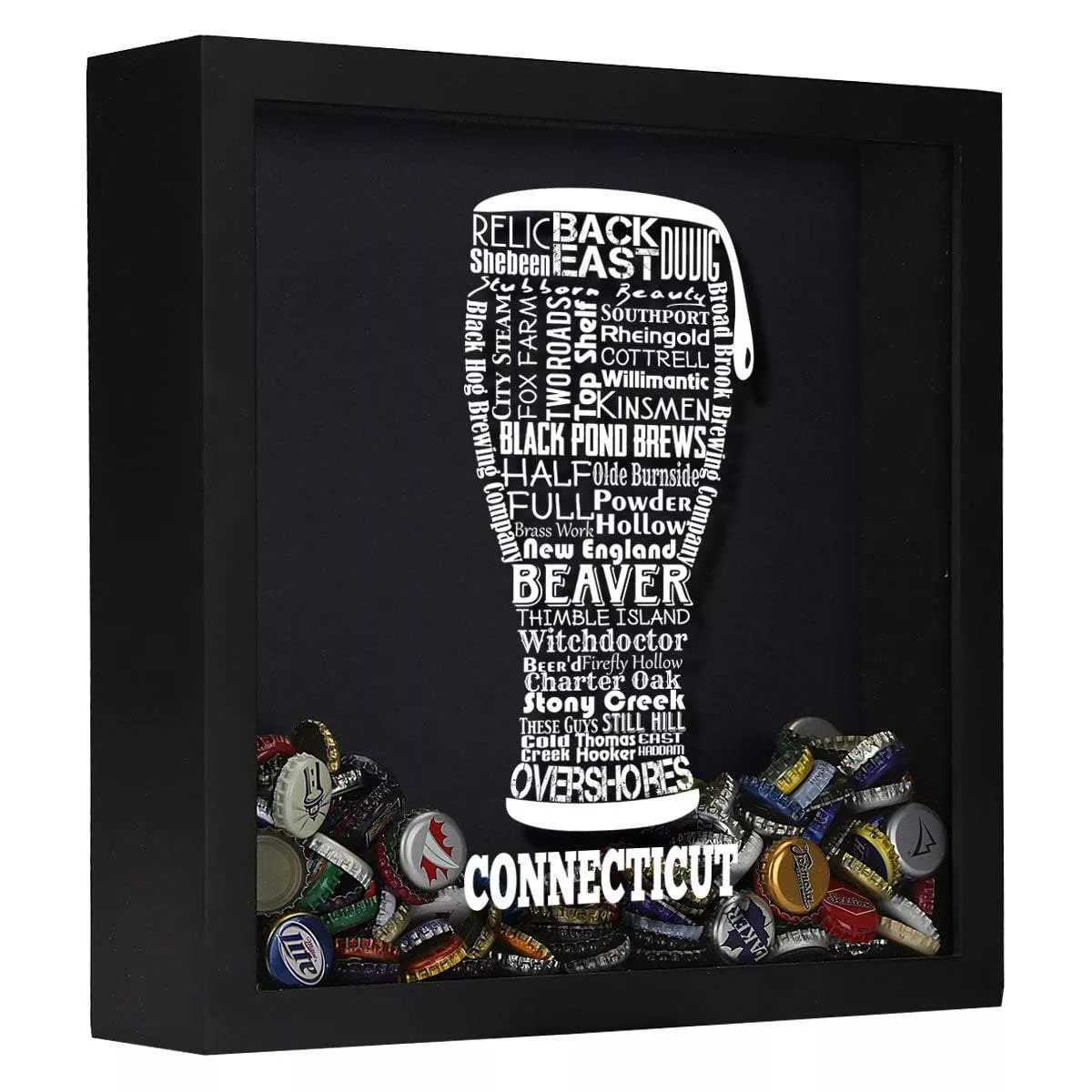 Connecticut Beer Typography Shadow Box