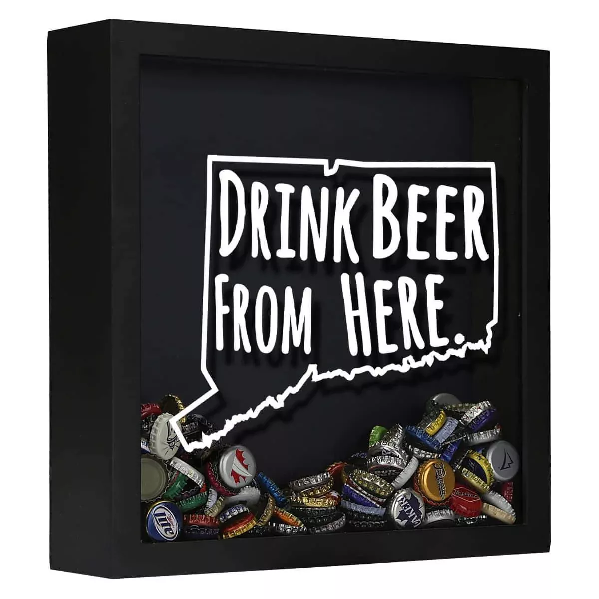 Connecticut Drink Beer From Here Beer Cap Shadow Box