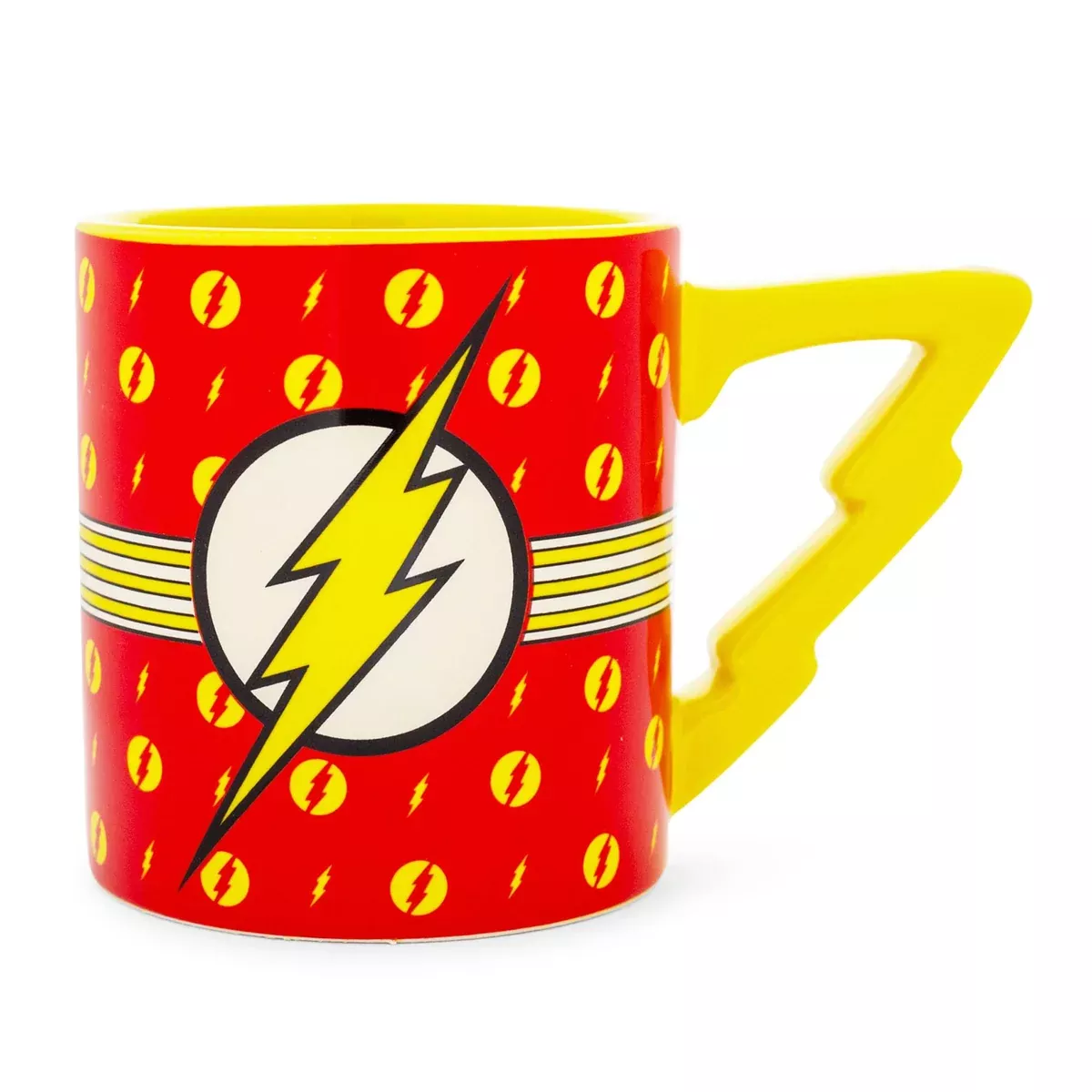 DC Comics The Flash Logo Ceramic Mug With Lightning Bolt Handle | Holds 20 Ounce