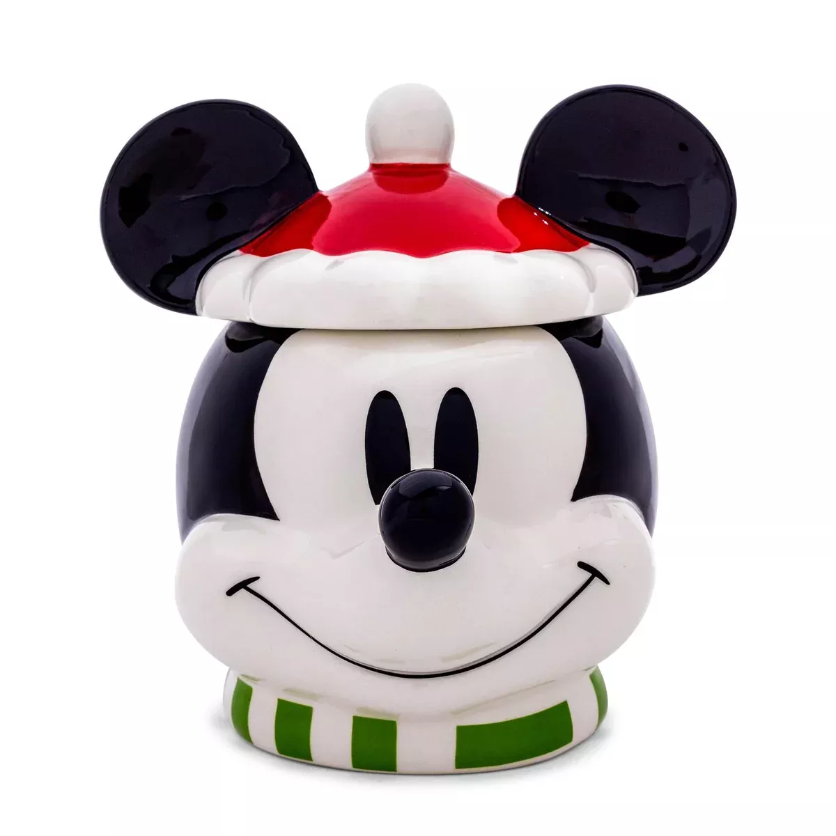 Disney Santa Mickey Mouse 6-inch Sculpted Ceramic Snack Jar