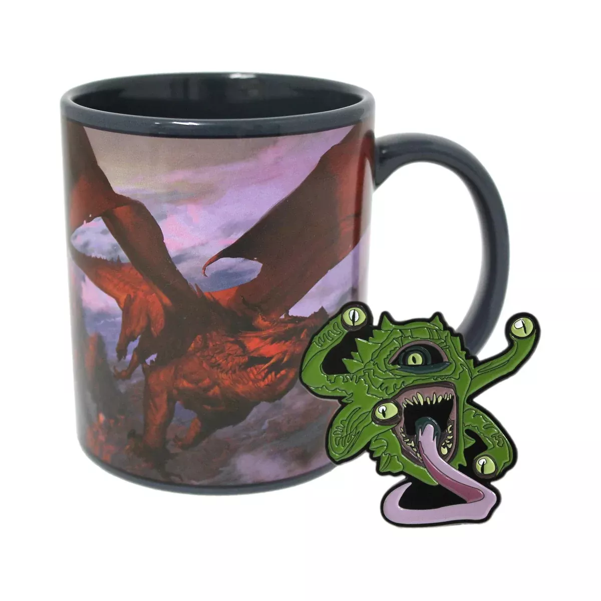 Dungeons & Dragons Red Dragon Mug & Gazer Beholder Pin