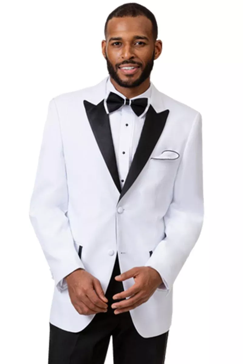 EJ Samuel Men's Ivory & Black Two-Button Tuxedo with Peak Lapel