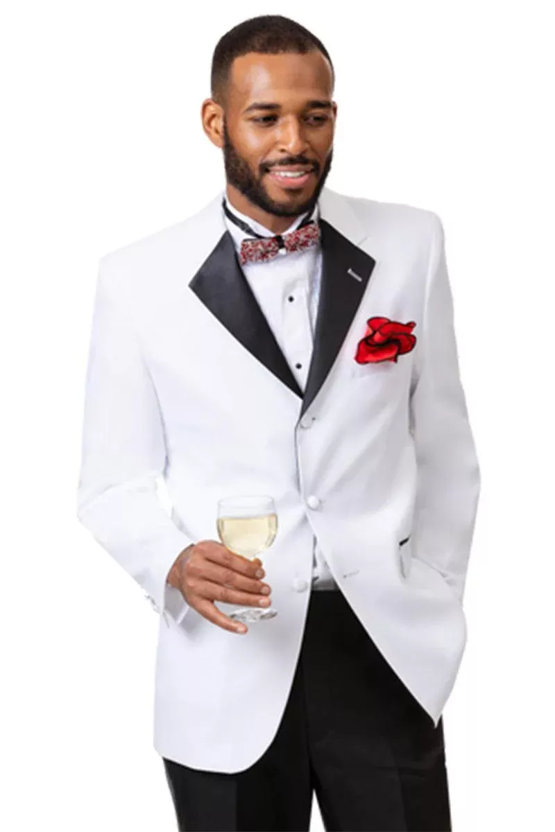 "EJ Samuel White & Black 3-Button Notch Lapel Tuxedo"