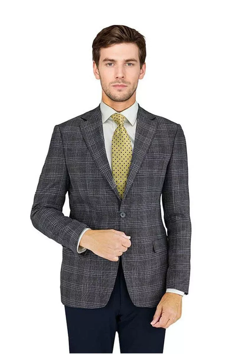 Enzo Tovare Grey Windowpane Sports Jacket