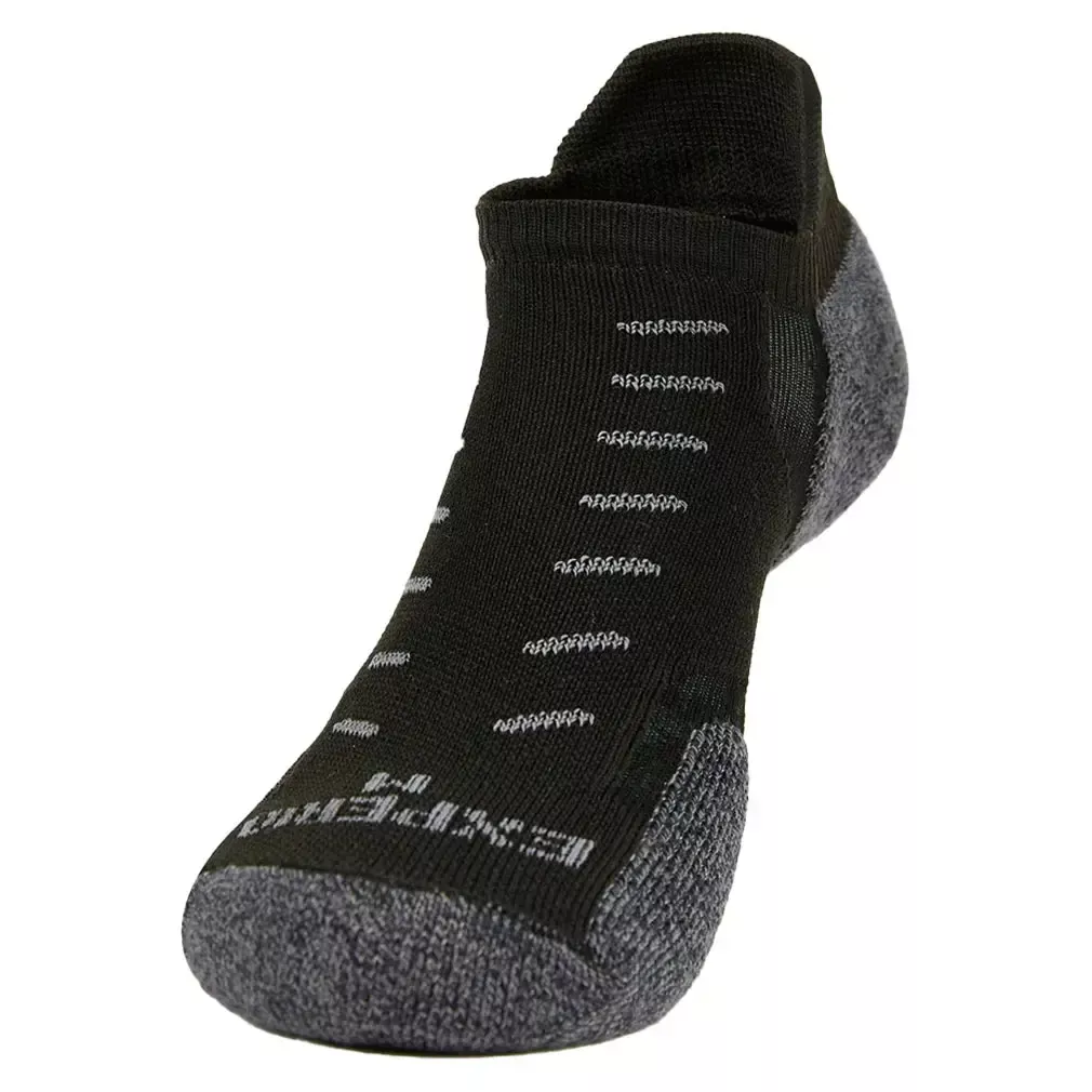 Experia Techfit Light Cushion No Show Tab Rocket Grip Socks Black Solid