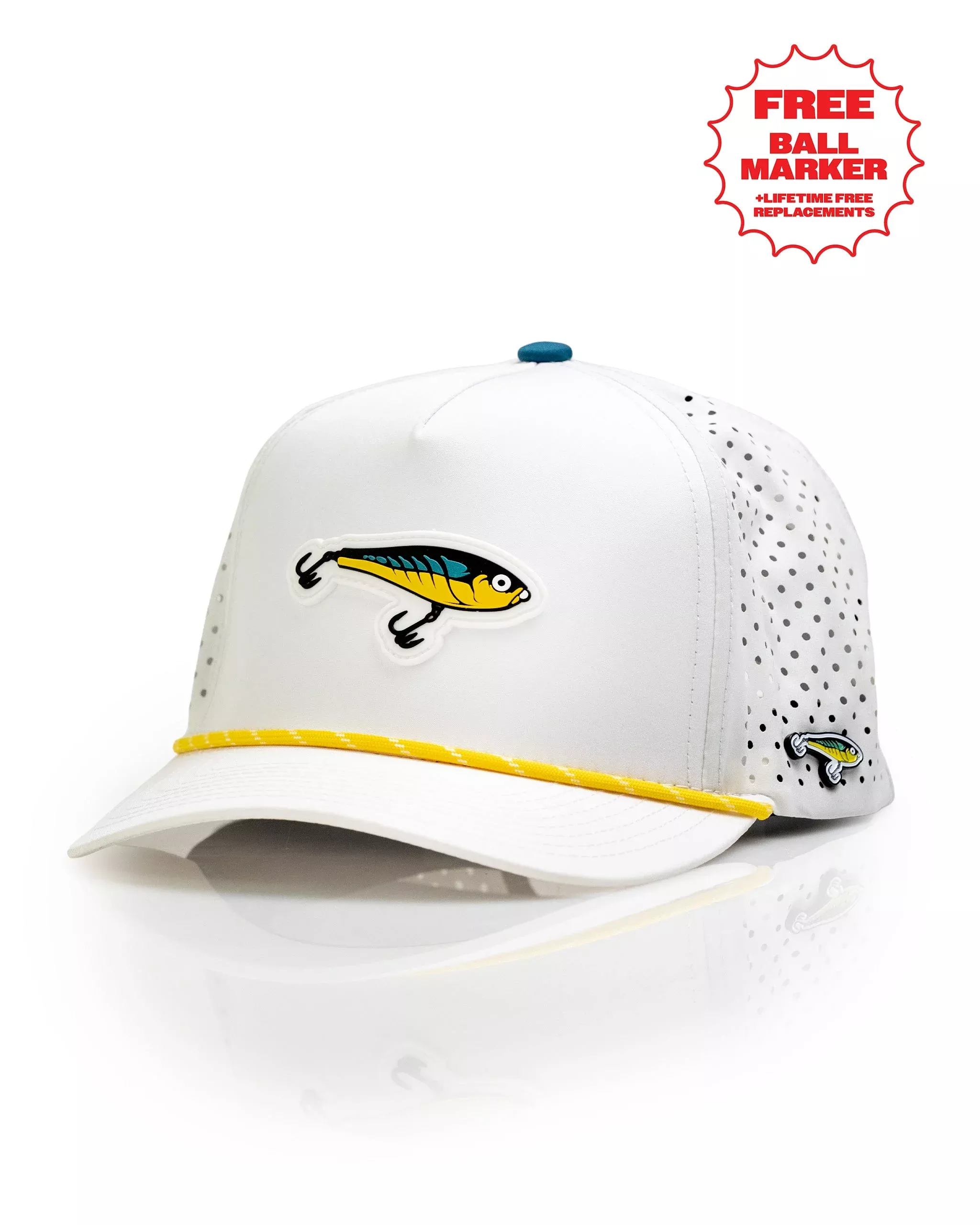 Fishing Lure White - Perforated Rope Hat