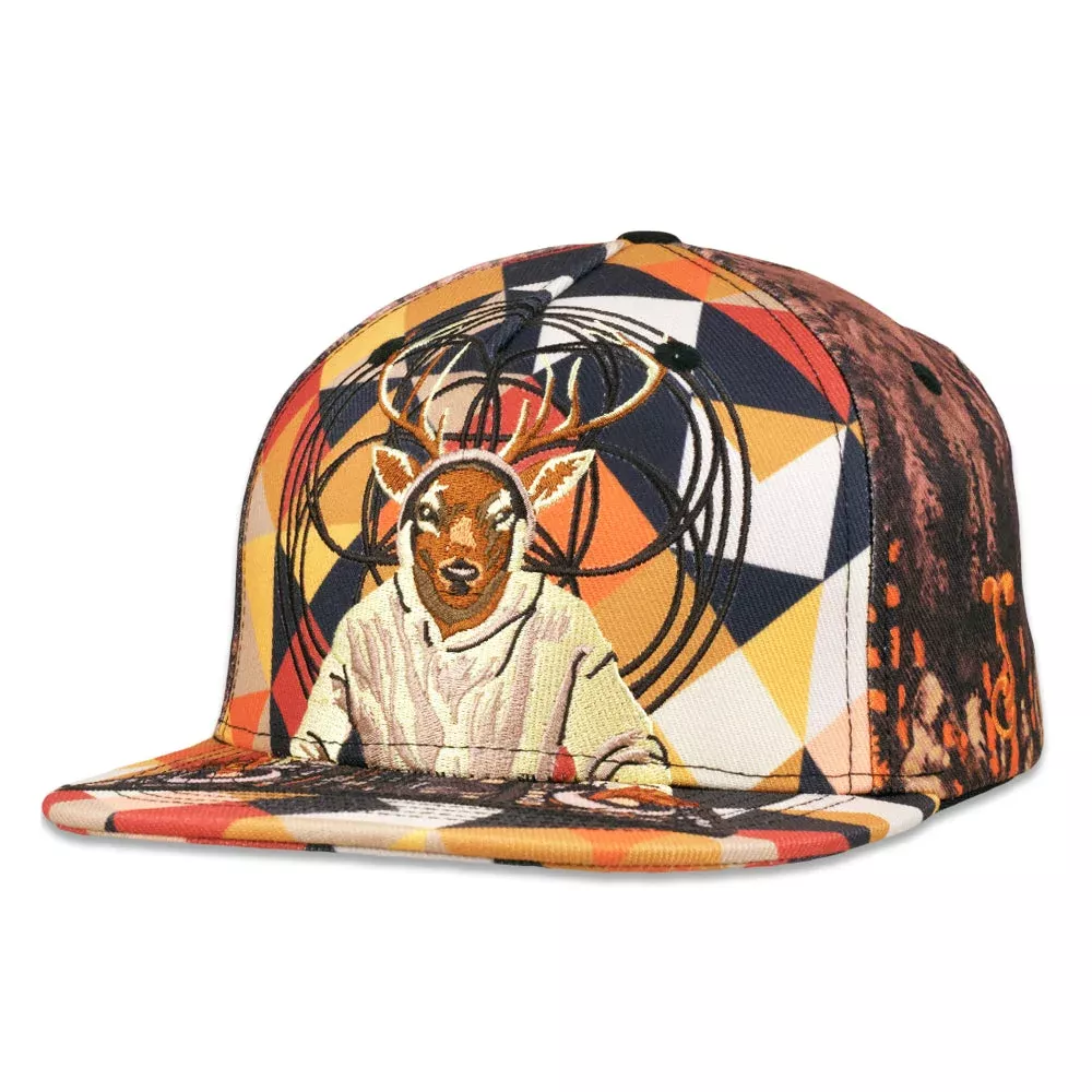 Foraged Pigment Art Deer-J Black Snapback Hat