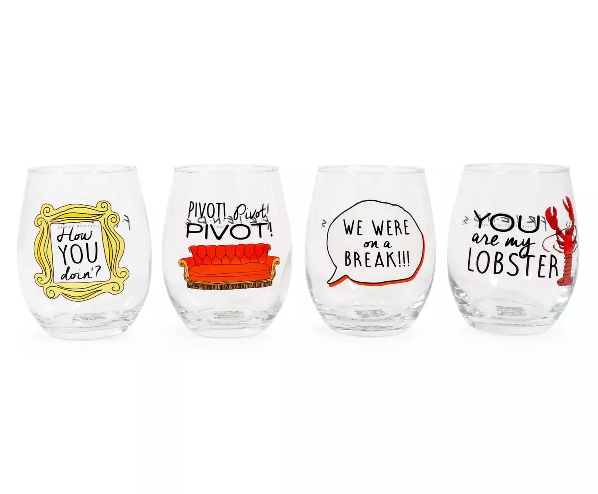 Friends - Iconic Quotes 21-Ounce Stemless Wine Glasses | Set of 4
