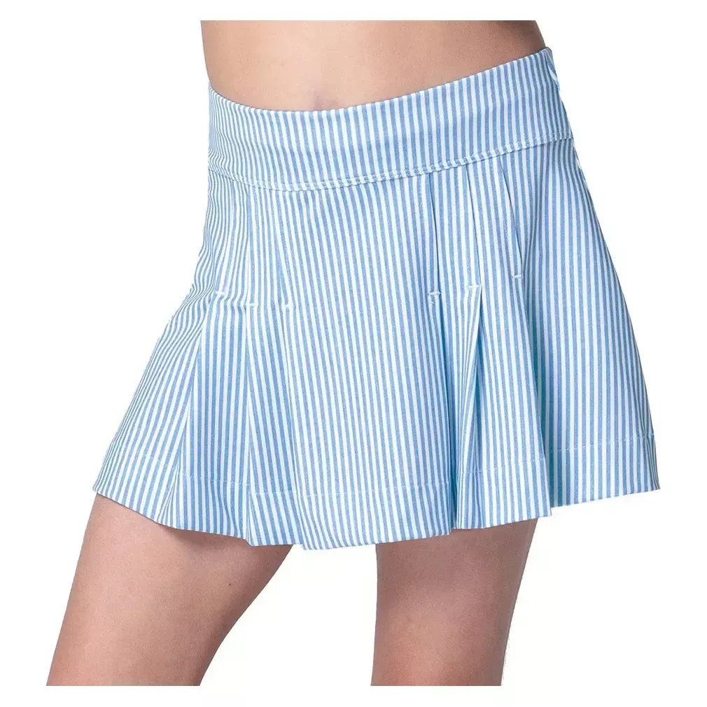Girls' Linen Stripe Pleat Tennis Skort Periwinkle