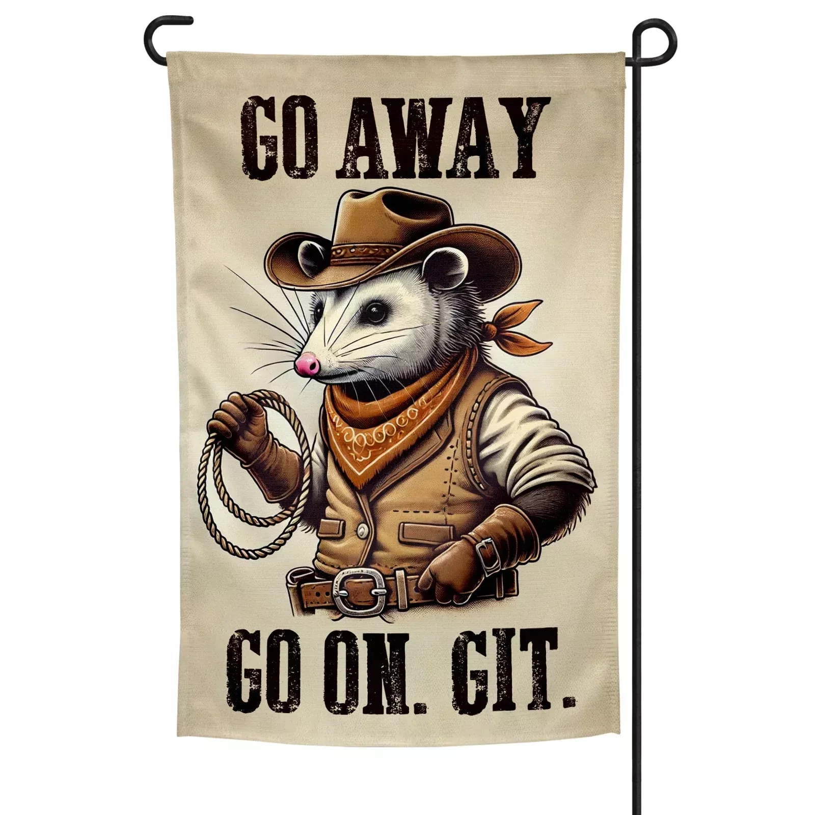 Go Away. Go On. Git. Garden Flag