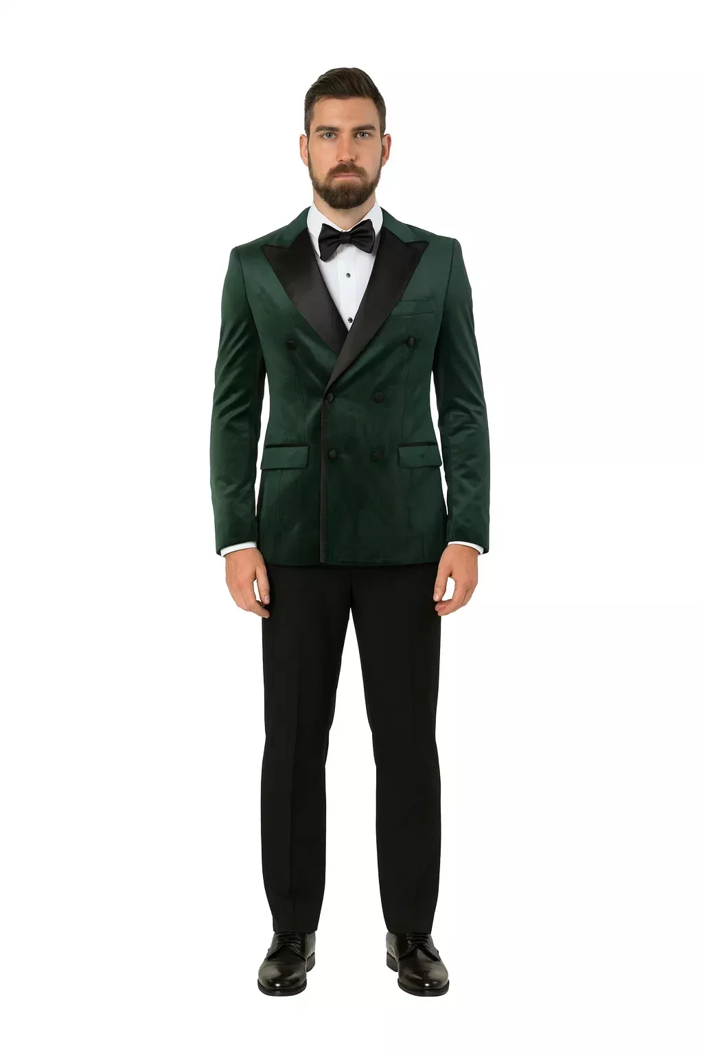 Green Velvet Double Breasted Tuxedo Jacket Wedding & Prom