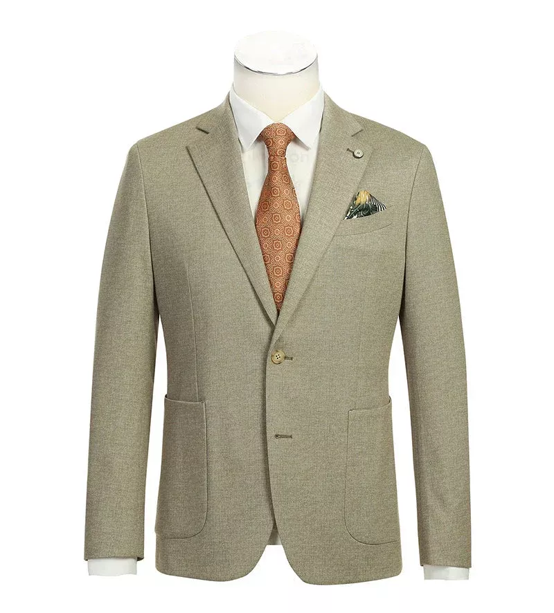 Half Canvas Slim Fit Blazer in Khaki