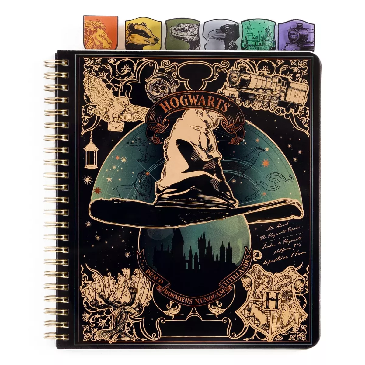 Harry Potter Sorting Hat 8 x 7 Inch 6-Tabbed Spiral Journal | 144 Pages