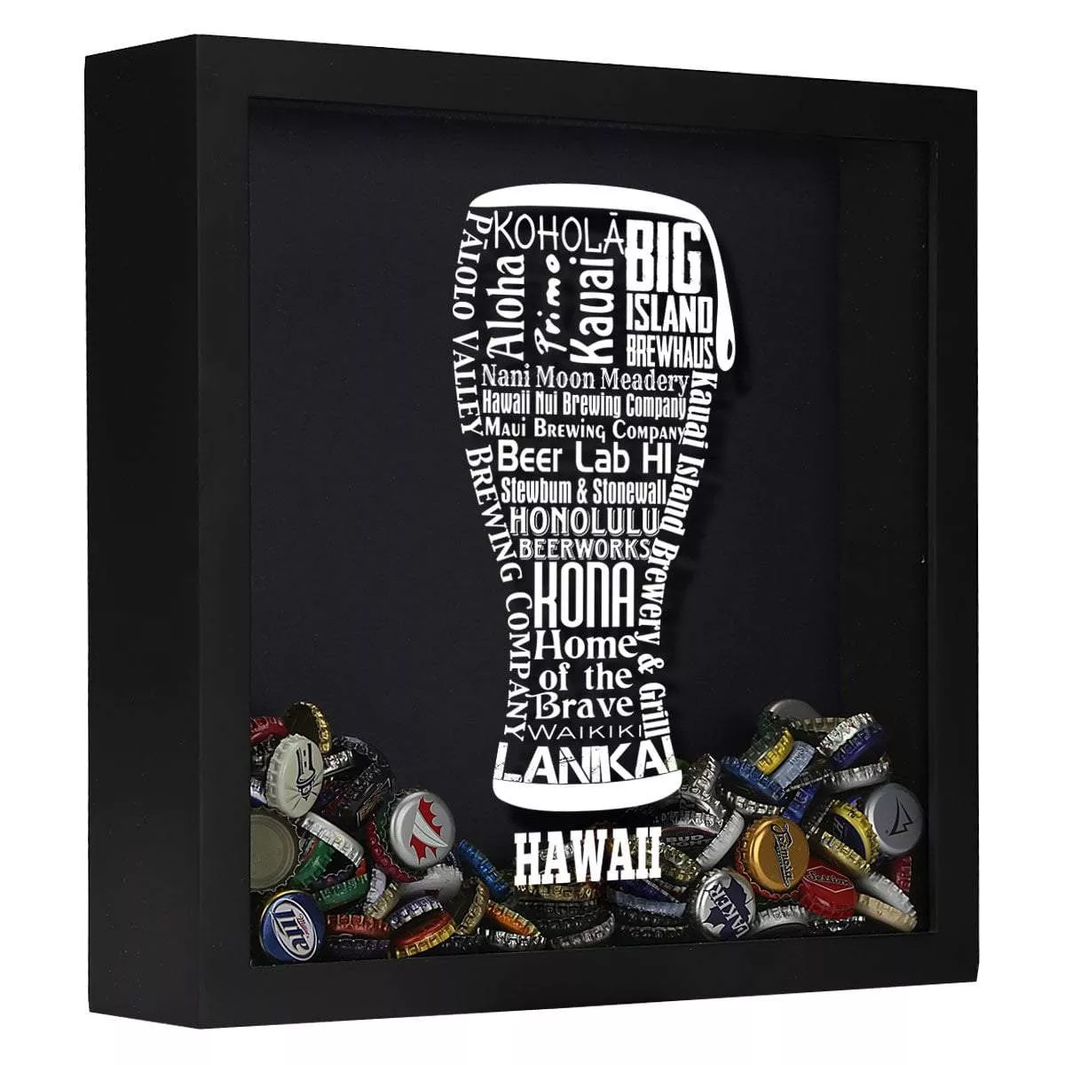 Hawaii Beer Typography Shadow Box