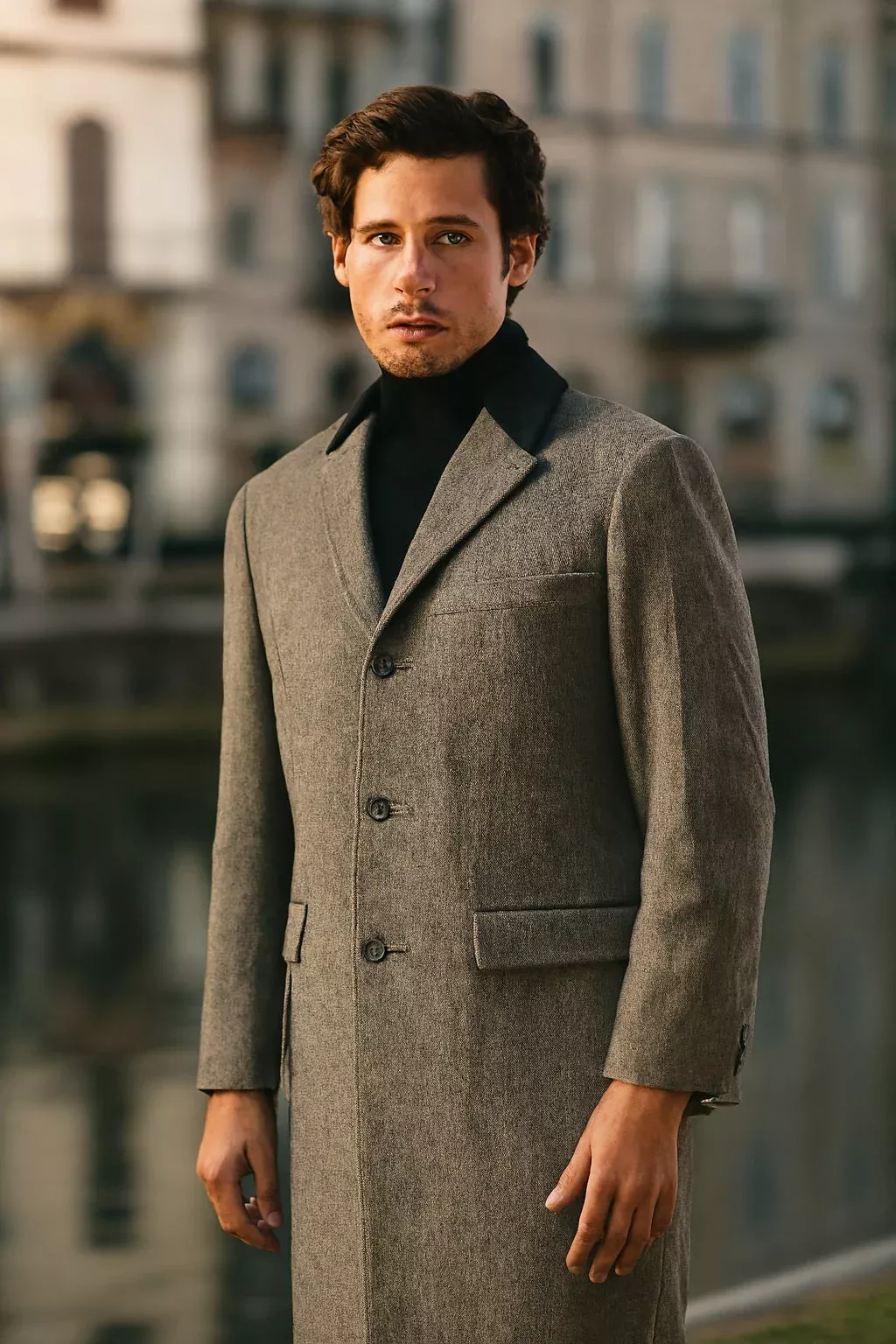 Herringbone Wool & Cashmere Chesterfield Overcoat â“ 1920s Full Length